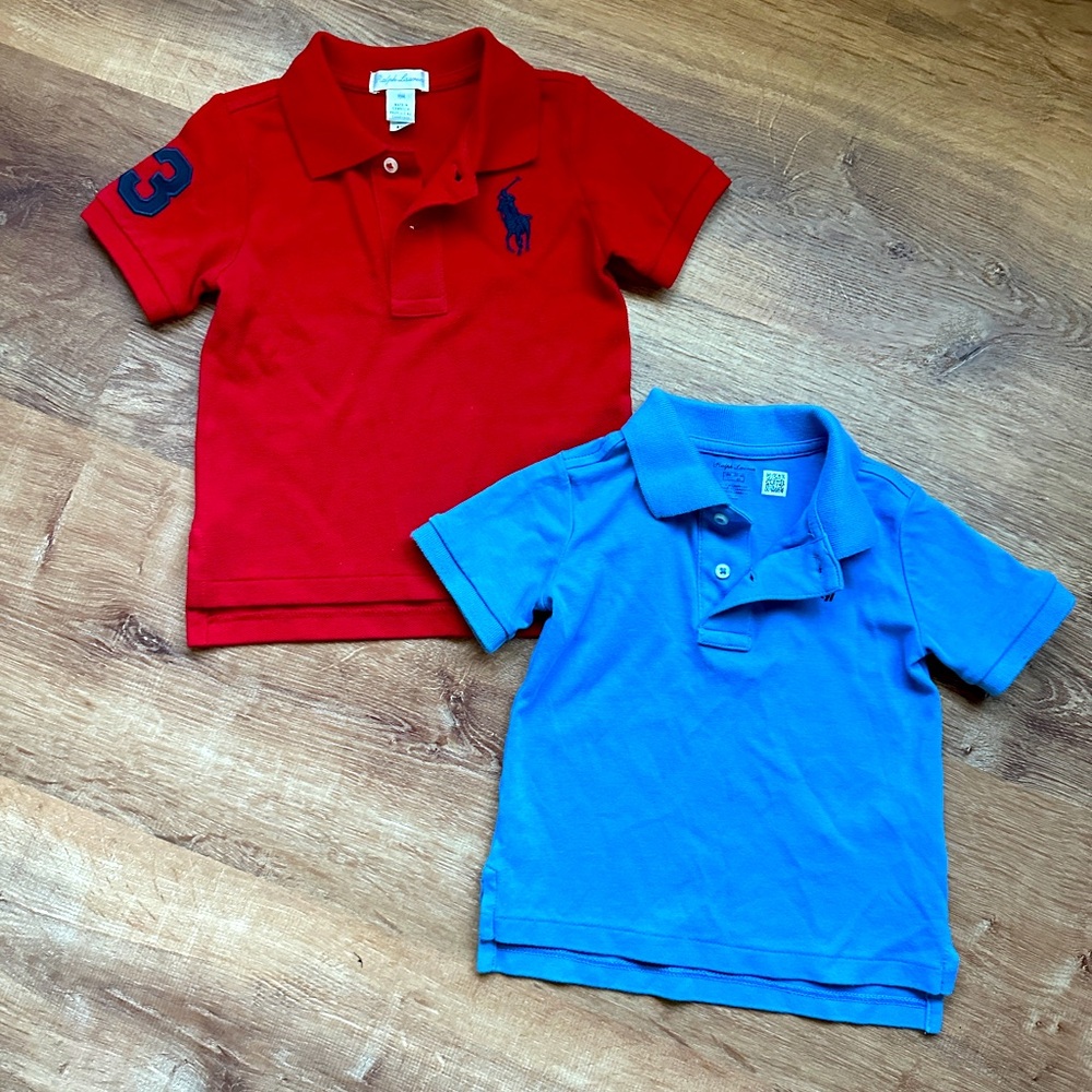 Ralph Lauren Red and Blue toddler Polo Shirt Set 18 months